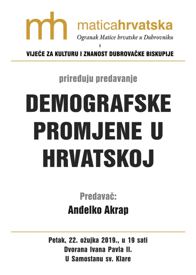 Predavanje ''Demografske promjene u Hrvatskoj''