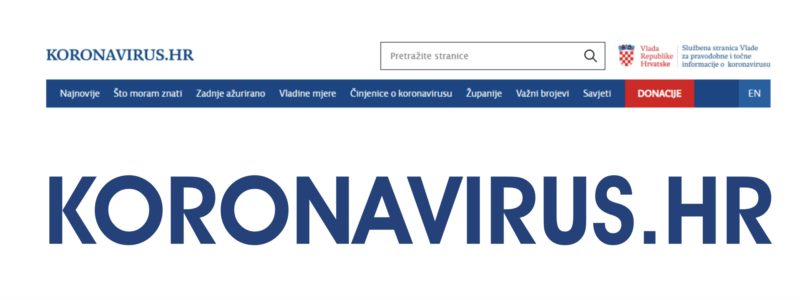 Službena stranica Vlade RH za pravodobne i točne informacije o koronavirusu