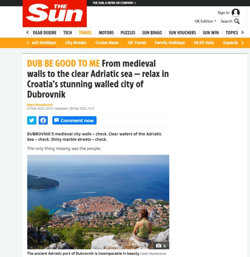 Objavljen članak o Dubrovniku u poznatom britanskom tabloidu „The Sun“