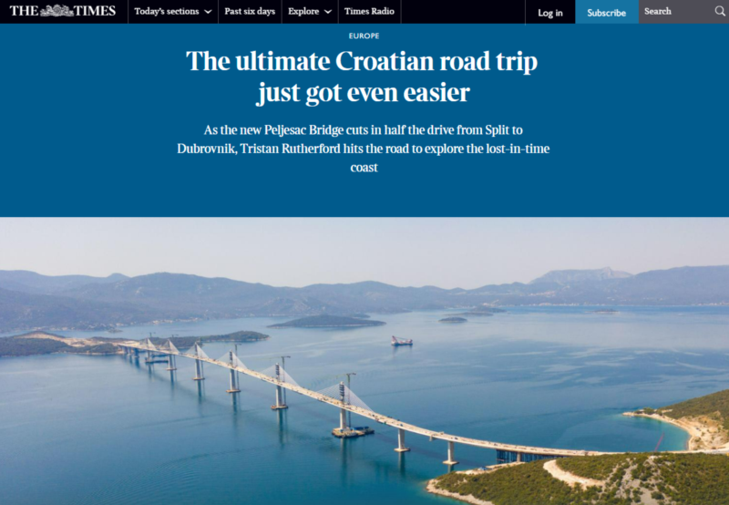 Reportaža o Dubrovniku i Hrvatskoj u poznatom britanskom magazinu The Times