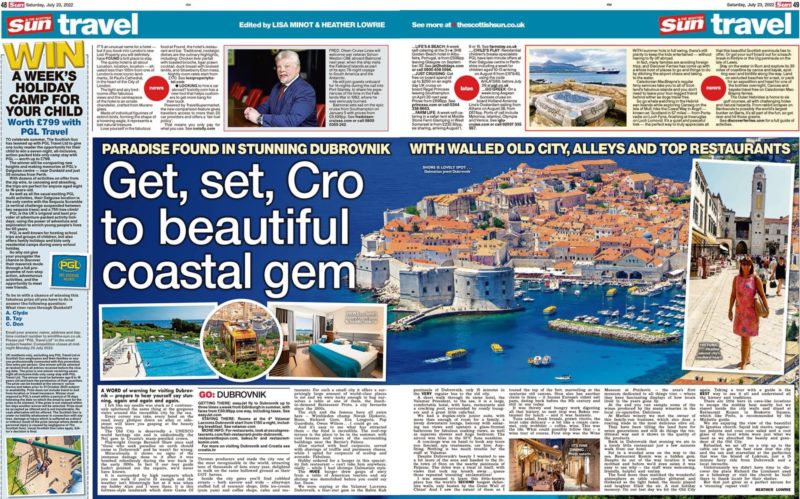 Vrijedna promocija Dubrovnika u The Scottish Sun