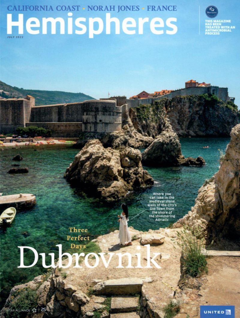 Dubrovnik on the cover of the July edition of United Airlines' inflight magazine.