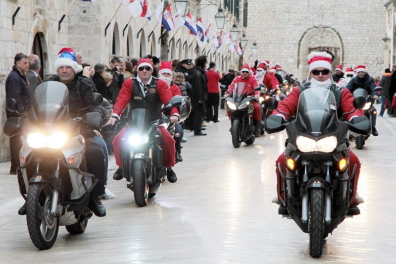 Moto Santa Clauses on Stradun