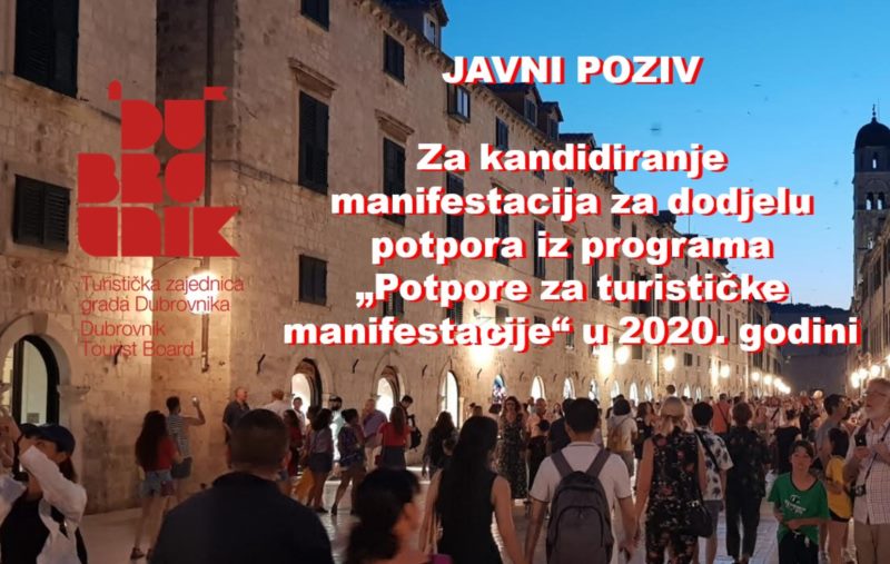 Javni poziv za kandidiranje manifestacija za dodjelu potpora iz programa „Potpore za turističke manifestacije“ u 2020. godini