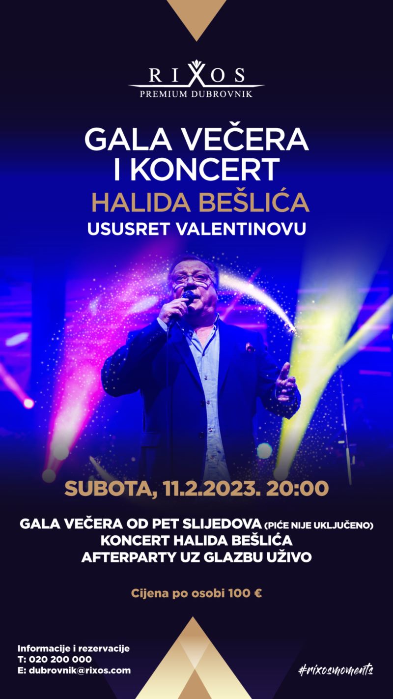 Koncert Halida Bešlića i gala večera u susret Valentinovu