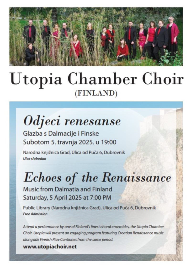 Echoes of the Renaissance - najava koncerta Utopia Chamber Choir
